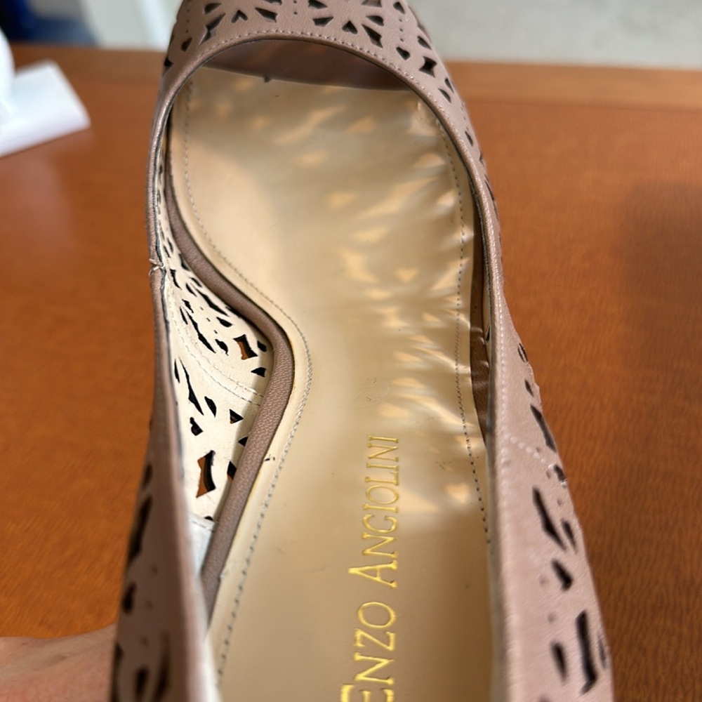 Enzo Angiolini 4 Inch Open Toe Tan Heels 10 - Picture 7 of 10